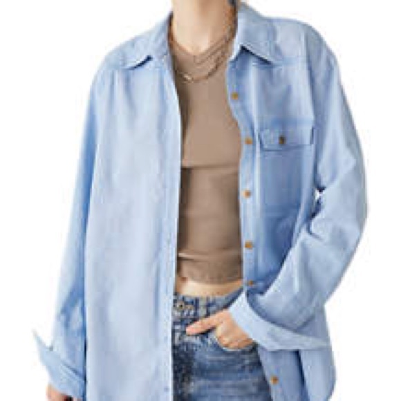 NWT Free People Manchester Solid Blue Size Medium - Picture 9 of 9